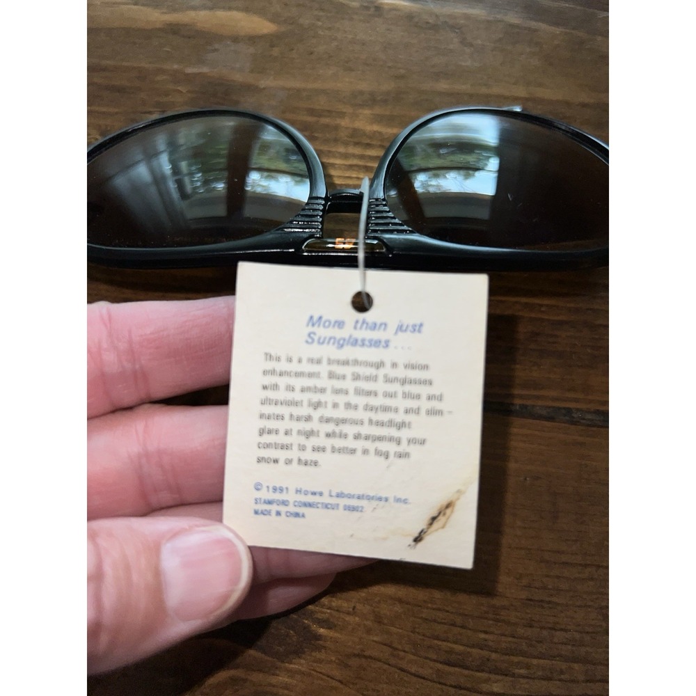 Vintage Blue Shield Amber Sunglasses Carerra Style New Deadstock 80's 90's Style - Picture 2 of 2